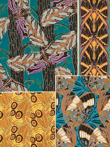 Decorative Butterflies I Black Ornate Wood Framed Art Print with Double Matting by Seguy, Eugene