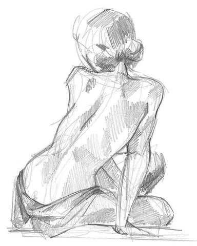 Sitting Pose II White Modern Wood Framed Art Print with Double Matting by Parker, Jennifer Paxton