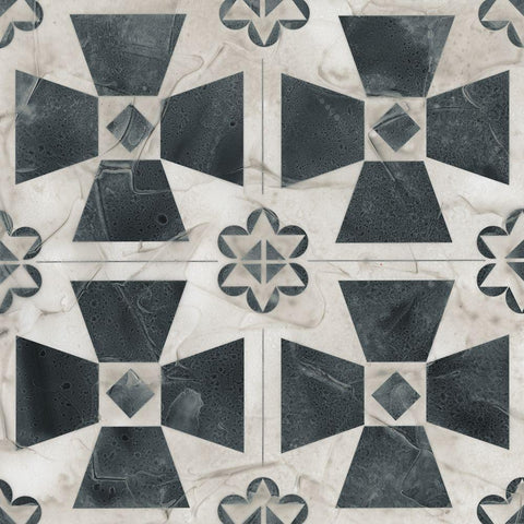 Neutral Tile Collection IV Black Ornate Wood Framed Art Print with Double Matting by Vess, June Erica