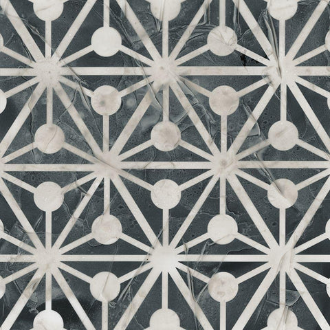 Neutral Tile Collection IX Black Ornate Wood Framed Art Print with Double Matting by Vess, June Erica