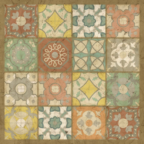 Non-Embellished Barcelona Tiles II Black Ornate Wood Framed Art Print with Double Matting by Zarris, Chariklia