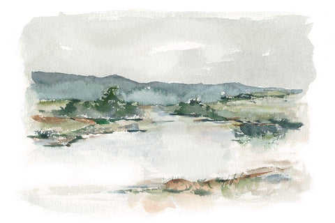 Overcast Lake Study I White Modern Wood Framed Art Print with Double Matting by Harper, Ethan