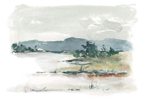 Overcast Lake Study II White Modern Wood Framed Art Print with Double Matting by Harper, Ethan