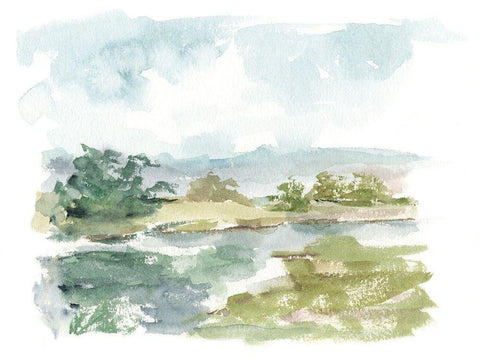 Spring Watercolor Sketch VI White Modern Wood Framed Art Print with Double Matting by Harper, Ethan
