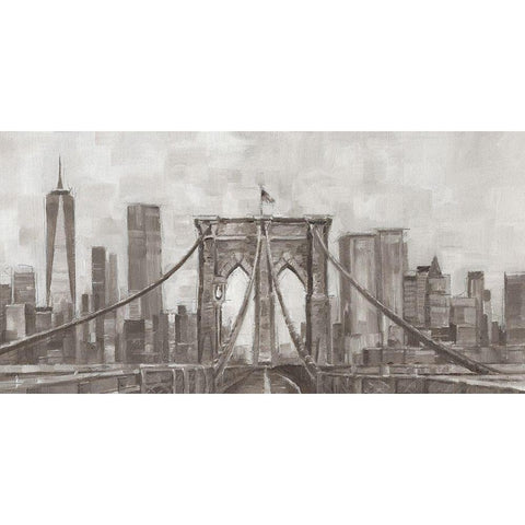 New York Panoramic White Modern Wood Framed Art Print by Harper, Ethan