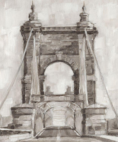 Bridge Crossing II White Modern Wood Framed Art Print with Double Matting by Harper, Ethan