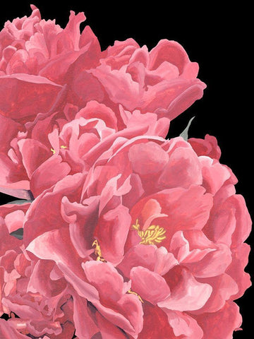 Peonies of My Heart I Black Ornate Wood Framed Art Print with Double Matting by Wang, Melissa