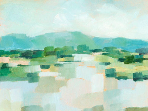 Emerald Island I White Modern Wood Framed Art Print with Double Matting by Harper, Ethan