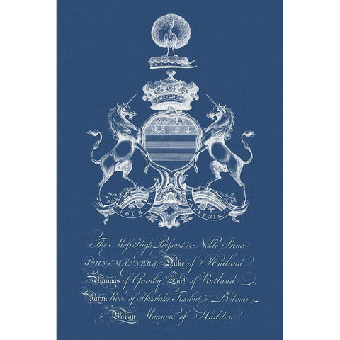 Heraldry on Navy III White Modern Wood Framed Art Print by Vision Studio