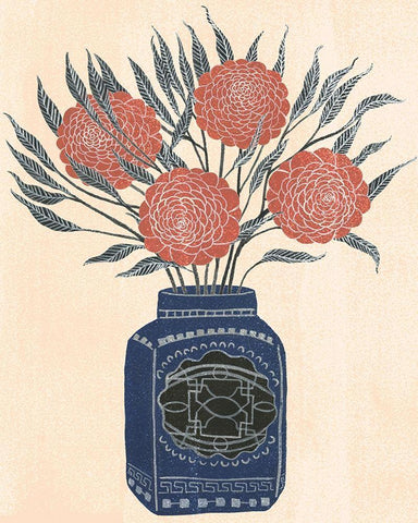 Vase of Flowers IV White Modern Wood Framed Art Print with Double Matting by Wang, Melissa