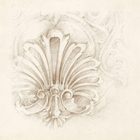 Architectural Accent I Black Ornate Wood Framed Art Print with Double Matting by Harper, Ethan