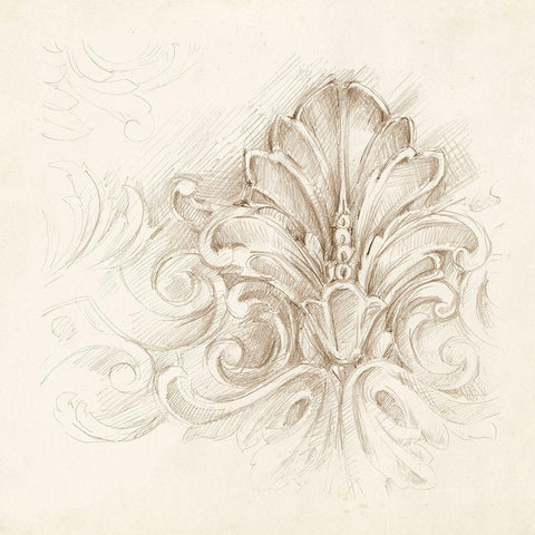 Architectural Accent III Gold Ornate Wood Framed Art Print with Double Matting by Harper, Ethan
