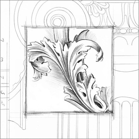 Acanthus Detail III Black Modern Wood Framed Art Print by Harper, Ethan