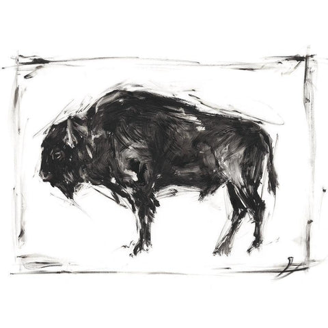 Dynamic Bison II Black Modern Wood Framed Art Print by Harper, Ethan