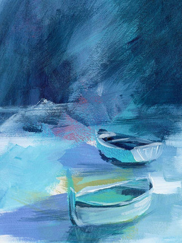 Cove Boats II Black Ornate Wood Framed Art Print with Double Matting by Parker, Jennifer Paxton