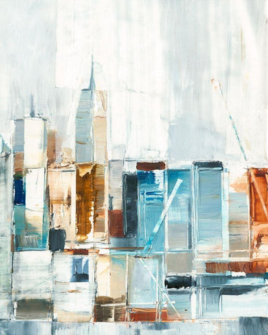 City Colors II White Modern Wood Framed Art Print with Double Matting by Harper, Ethan