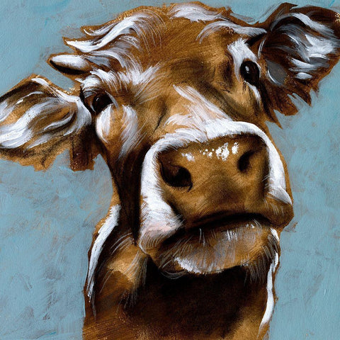 Cow Kisses I Gold Ornate Wood Framed Art Print with Double Matting by Parker, Jennifer Paxton