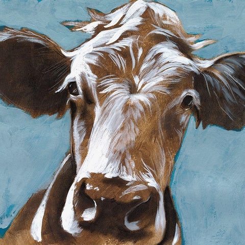 Cow Kisses II White Modern Wood Framed Art Print with Double Matting by Parker, Jennifer Paxton