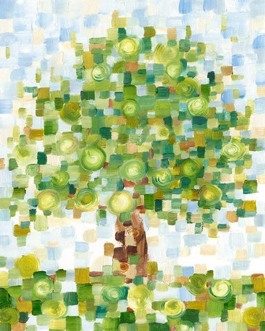 Quilted Tree II White Modern Wood Framed Art Print with Double Matting by Harper, Ethan