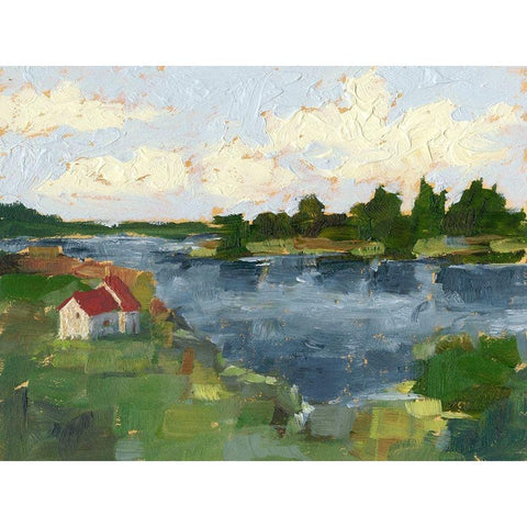Lakeside Cottages I Black Modern Wood Framed Art Print by Harper, Ethan