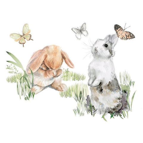 English Bunnies I Black Modern Wood Framed Art Print by Parker, Jennifer Paxton