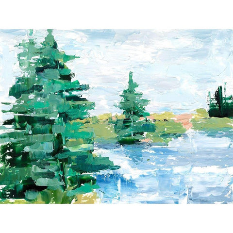Evergreen Lake I Black Modern Wood Framed Art Print by Harper, Ethan