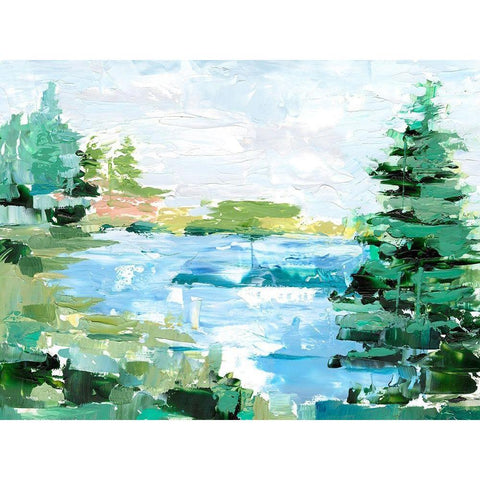 Evergreen Lake II Black Modern Wood Framed Art Print by Harper, Ethan
