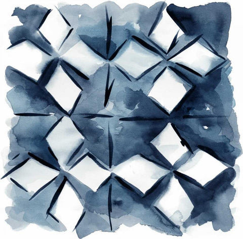 Indigo Study IV White Modern Wood Framed Art Print with Double Matting by Zarris, Chariklia