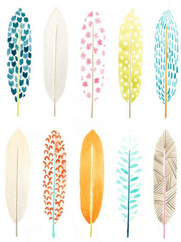Feather Patterns II White Modern Wood Framed Art Print with Double Matting by Vess, June Erica