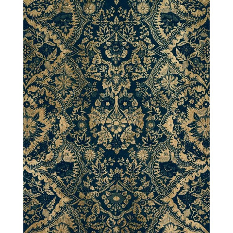 Baroque Tapestry in Aged Indigo II Black Modern Wood Framed Art Print with Double Matting by Vision Studio