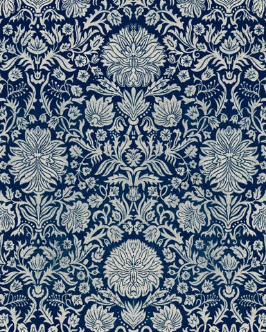 Baroque Tapestry in Navy II White Modern Wood Framed Art Print with Double Matting by Vision Studio
