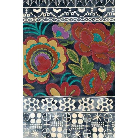 Batik Embroidery I Black Modern Wood Framed Art Print with Double Matting by Zarris, Chariklia
