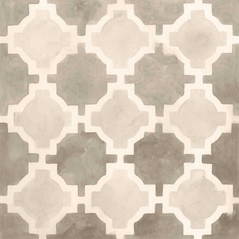Neutral Watercolor Tile I Black Ornate Wood Framed Art Print with Double Matting by Vess, June Erica