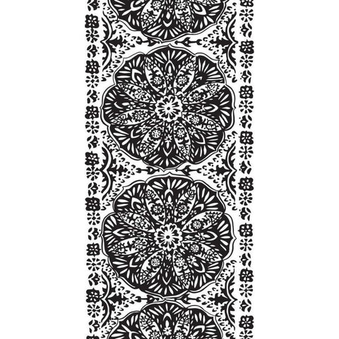 BandW Arabesque Panels III Gold Ornate Wood Framed Art Print with Double Matting by Zarris, Chariklia