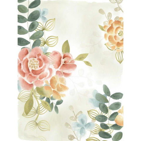 Soft Flower Collection I Gold Ornate Wood Framed Art Print with Double Matting by Vess, June Erica