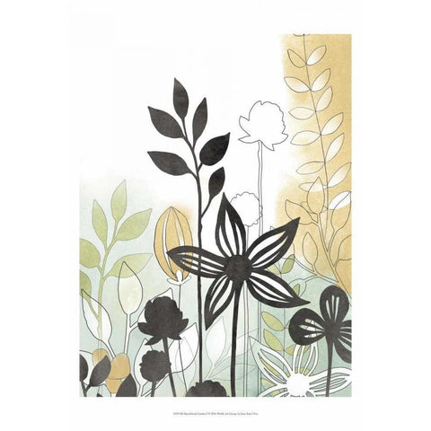 Sketchbook Garden I Gold Ornate Wood Framed Art Print with Double Matting by Vess, June Erica