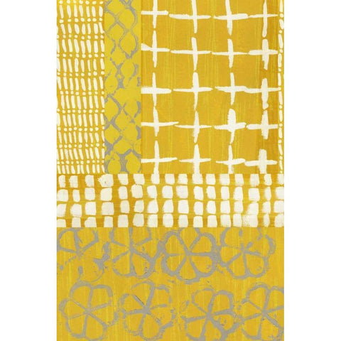 Golden Blockprint I Black Modern Wood Framed Art Print with Double Matting by Zarris, Chariklia
