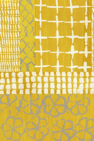 Golden Blockprint I Black Ornate Wood Framed Art Print with Double Matting by Zarris, Chariklia