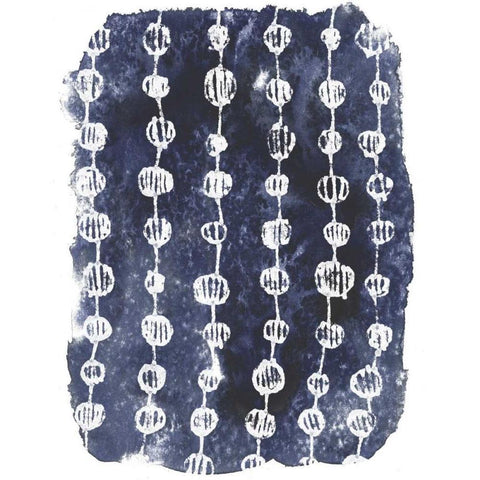Indigo Batik Vignette I Black Modern Wood Framed Art Print by Vess, June Erica