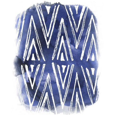 Indigo Batik Vignette II Black Modern Wood Framed Art Print with Double Matting by Vess, June Erica