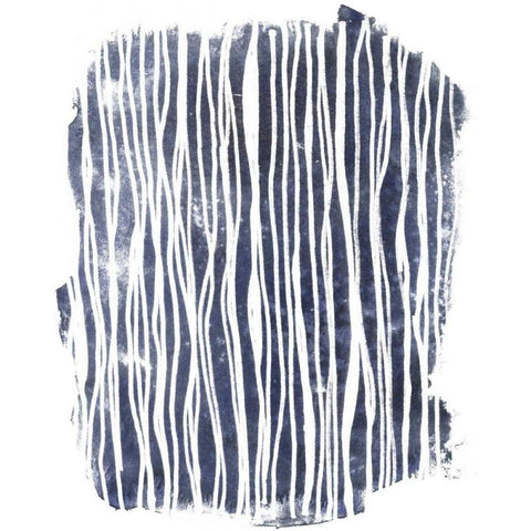 Indigo Batik Vignette III White Modern Wood Framed Art Print by Vess, June Erica