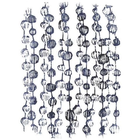 Indigo Batik Vignette V Black Modern Wood Framed Art Print with Double Matting by Vess, June Erica