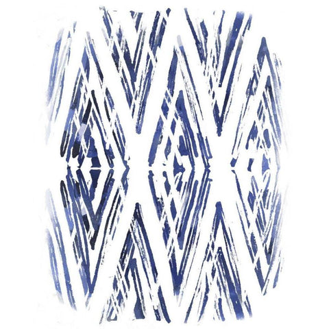 Indigo Batik Vignette VI White Modern Wood Framed Art Print by Vess, June Erica