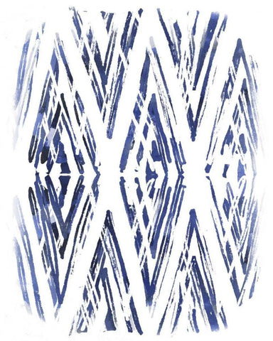 Indigo Batik Vignette VI White Modern Wood Framed Art Print with Double Matting by Vess, June Erica