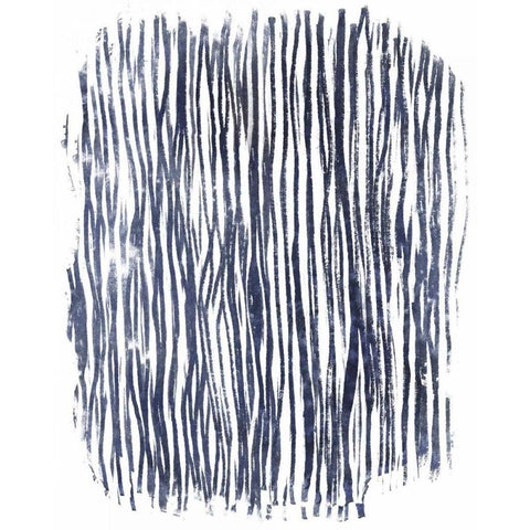 Indigo Batik Vignette VII White Modern Wood Framed Art Print by Vess, June Erica