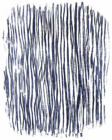 Indigo Batik Vignette VII White Modern Wood Framed Art Print with Double Matting by Vess, June Erica