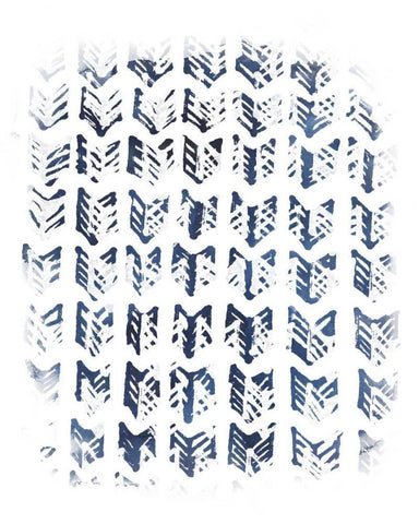 Indigo Batik Vignette VIII White Modern Wood Framed Art Print with Double Matting by Vess, June Erica