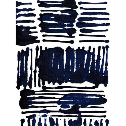 Indigo Stripes I Black Modern Wood Framed Art Print with Double Matting by Fuchs, Jodi
