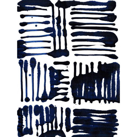 Indigo Stripes II Black Modern Wood Framed Art Print by Fuchs, Jodi