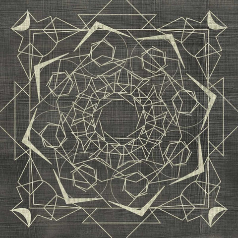 Geometric Tile VI Black Ornate Wood Framed Art Print with Double Matting by Zarris, Chariklia